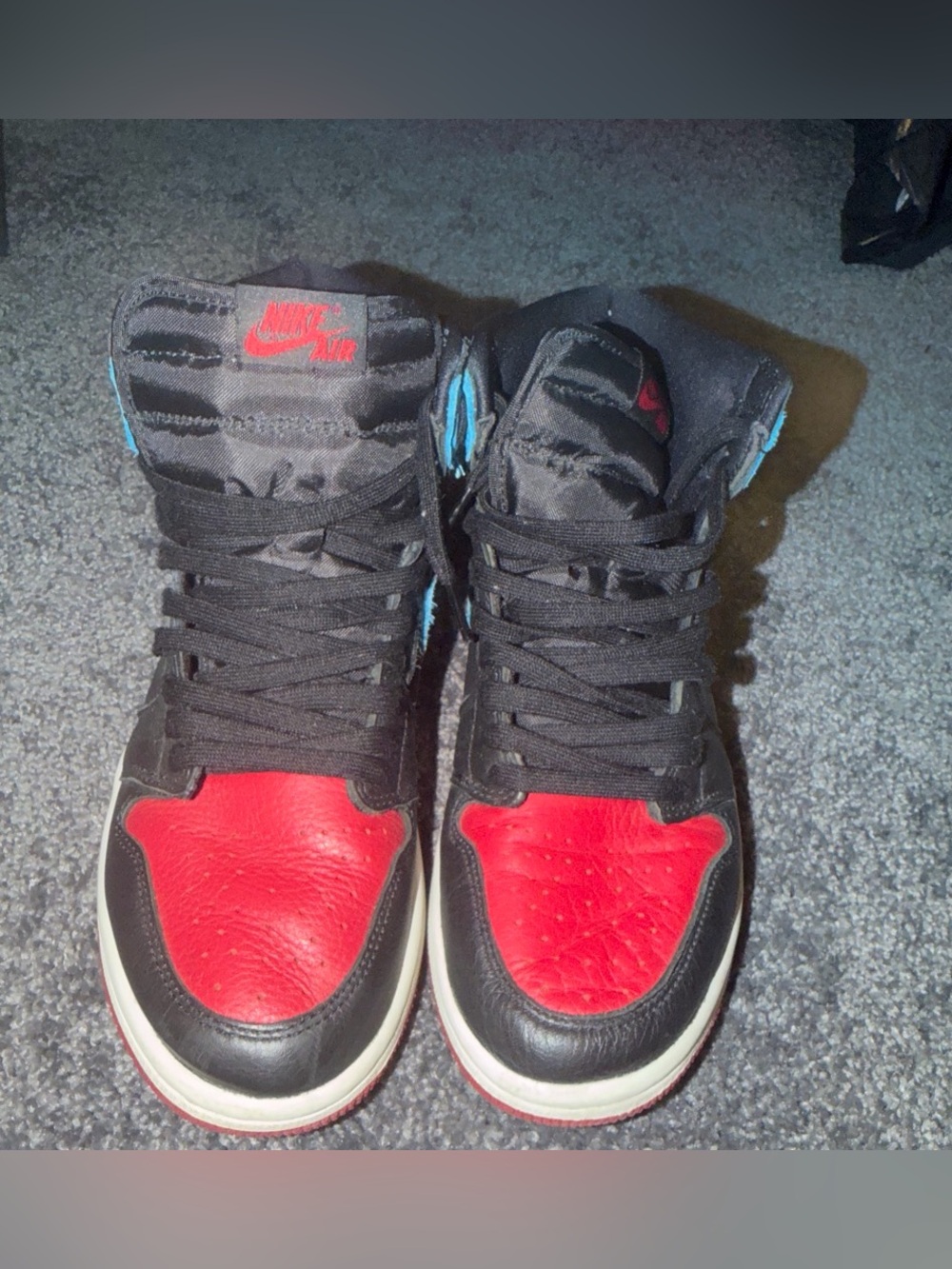 Nike Air Jordan 1 High Black/Red with Blue Highlights